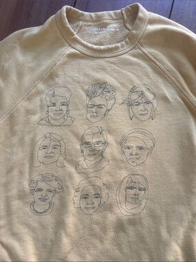 Mustard Yellow Women’s line drawn images sweatshirt